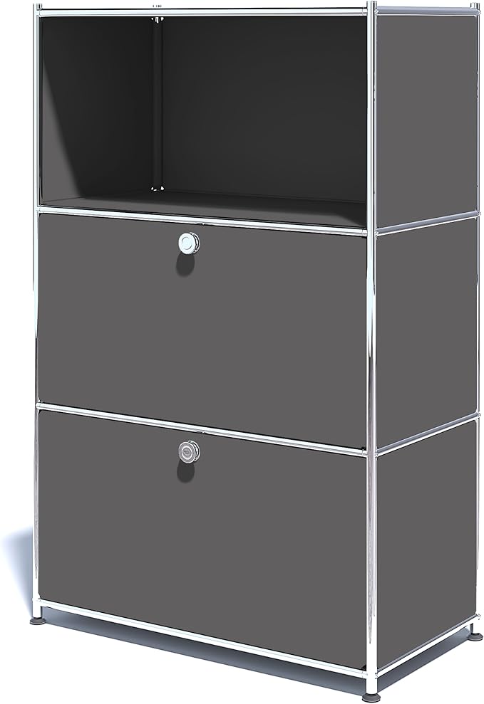 Metal Shelf with 2 Flap Doors, Large Capacity Cabinet, DIY Modern Home