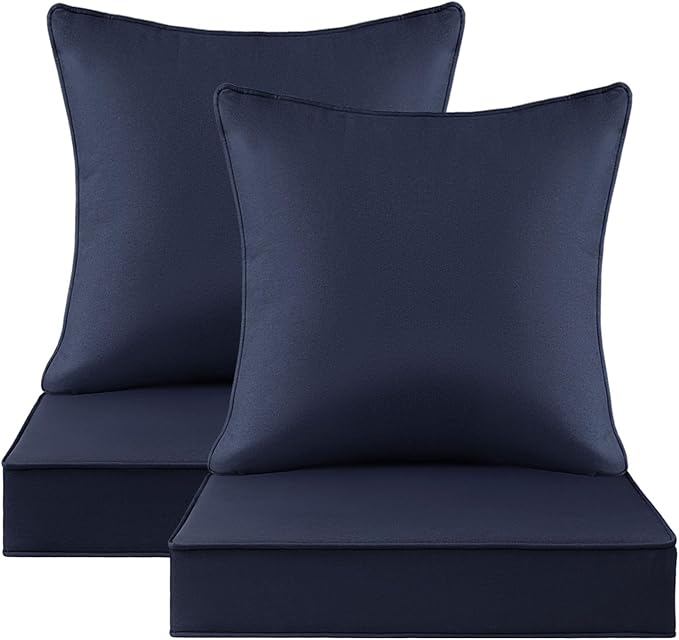 Sunbrella Outdoor Deep Seat & Back Cushion Set, 24 x 24 Inch Water Repellent