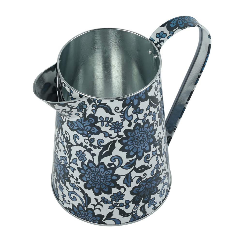 PHILPETY Shabby Chic Watering Can Galvanized Finish Metal Vase Country Rustic Pitcher Primitive Jug Decorative Flower Holder, 7.1" H