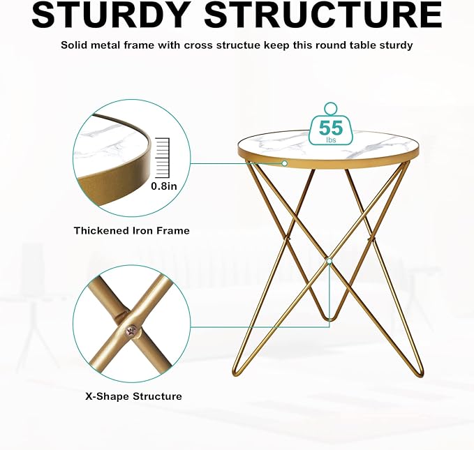 HLR Modern Round Side Table, End Table