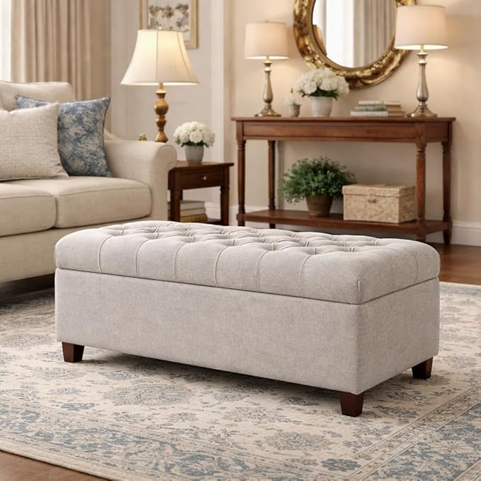 Homepop Home Decor | Tufted Ainsley Button Storage Ottoman Bench