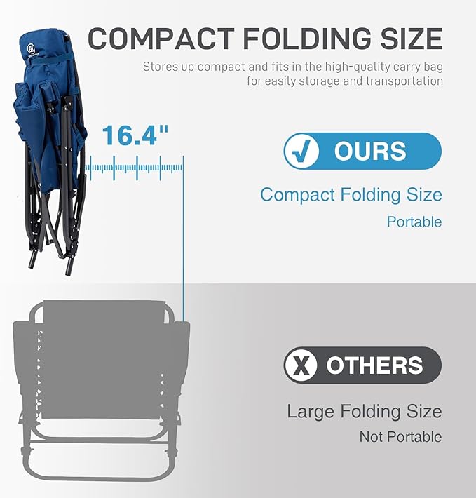 EVER ADVANCED Oversized Folding Rocking Camping Chair, Padded Portable Rocker