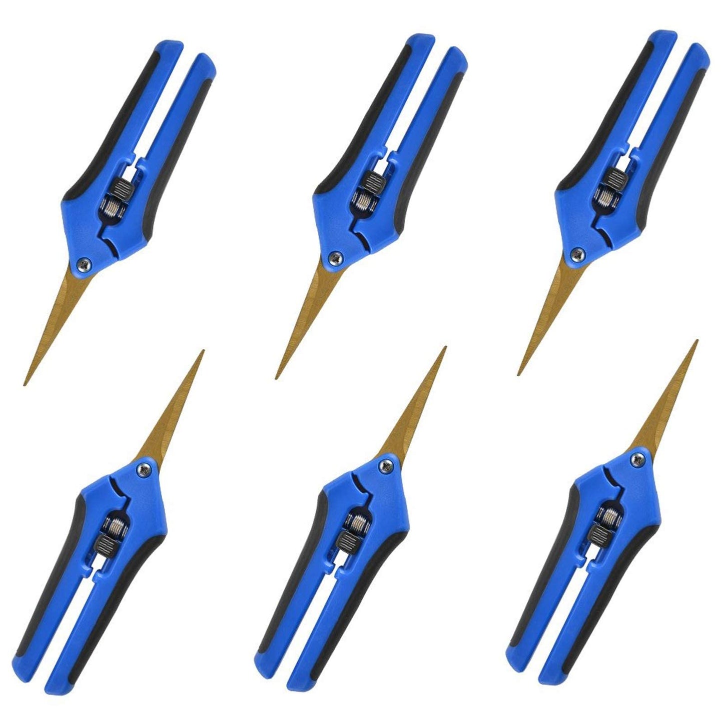 GROWNEER 6 Packs 6.5 Inch Pruning Shears with Curved Blades Trimming Scissors For Gardening Hand Pruning Snips Titanium Coated Precision Blades