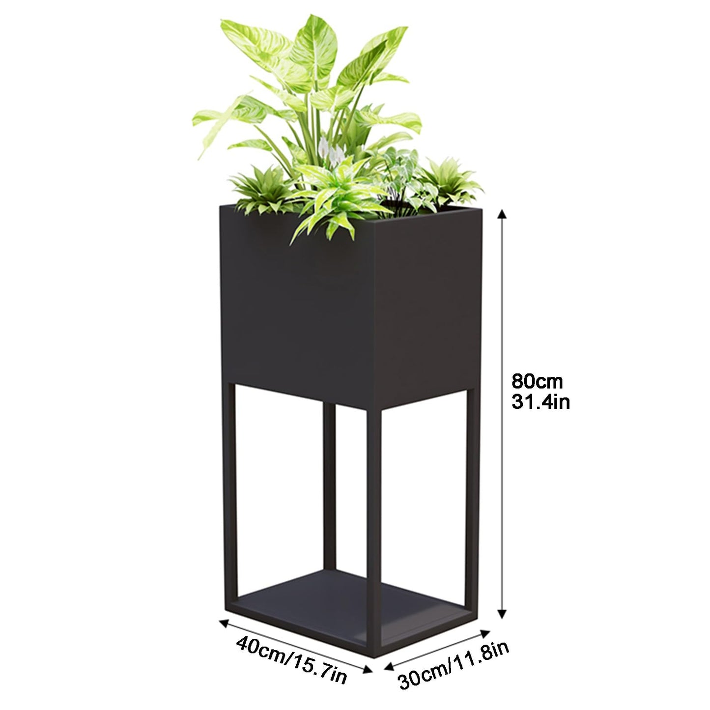 YJEUZCD Metal Tall Long Planter Box, Outdoor Indoor Floor Standing Flower Box Partition, Commercial Patio Porch Removable Partition Divider(White,40x80cm/15.7x31.4in)