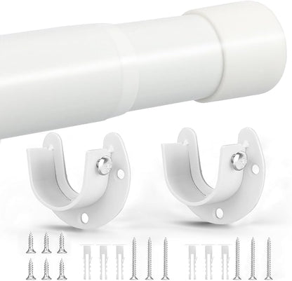SUTINE Closet Rod, 17 to 68Inch Closet Rods for Hanging Clothes, Heavy Duty Adjustable Closet Hanging Rod Bar White Closet Poles for Wardrobes, Closet, Bathroom, Windows, 1.3Inch Diameter