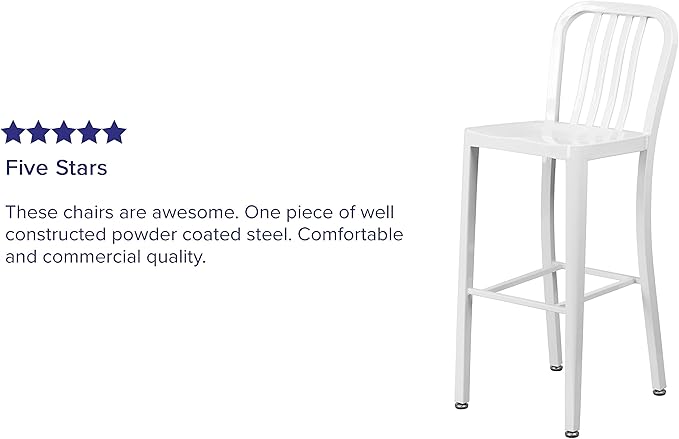 Flash Furniture Gael Commercial Grade 2 Pack 30" High White Metal