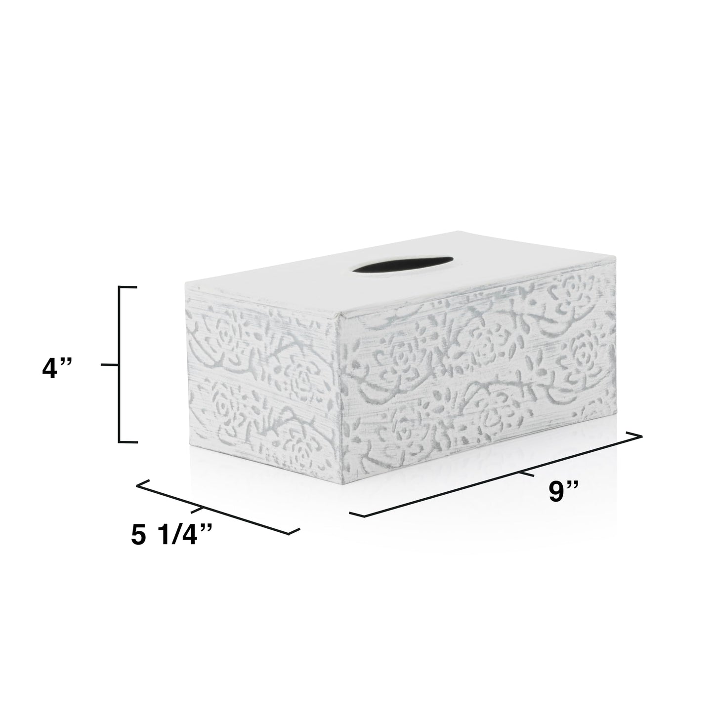 Modern Farmhouse Decorative Tissue Box Holder - Distressed White, Rustic Metal Design for Bathroom