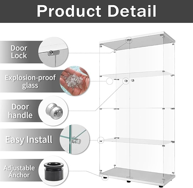 LFT HUIMEI2Y Glass Display Cabinet 4-Shelf