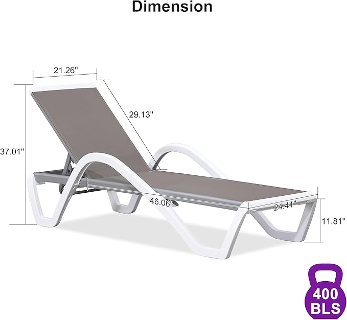 PURPLE LEAF Patio Chaise Lounge Chair