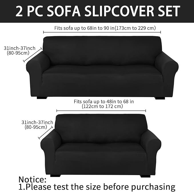 Peryiter 2 Pcs Sofa Covers Couch and Loveseat Covers Set Stretch Sofa Slipcover