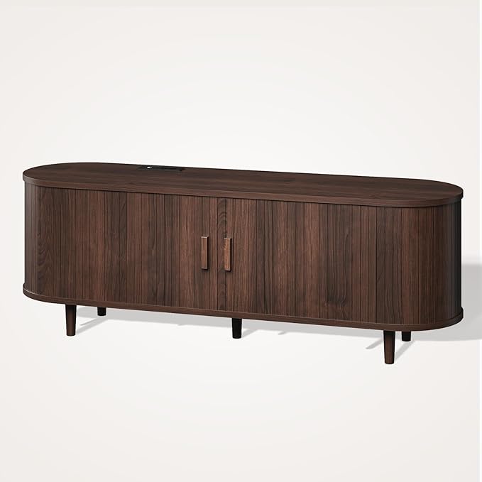 58" Mid Century Modern TV Stand, Wood TV Consoles
