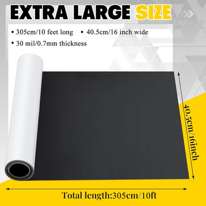 16 Inch x 10 ft x 30mil Extra Large Adhesive Magnetic Sheet Roll Not Printable Adhesive Backing Cut and Customize Flexible Sheets Blank White Surface Magnetic Sign for Craft Photo Craft
