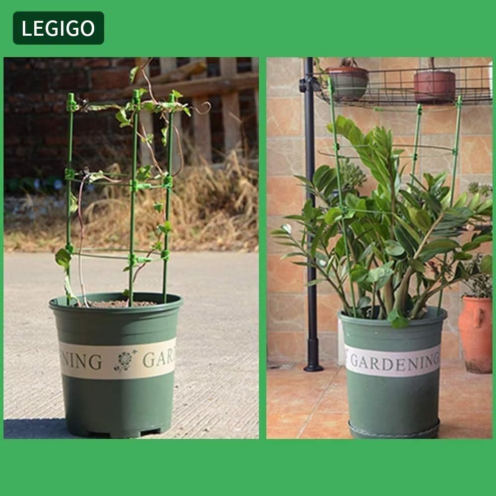 Legigo 3 Packs Plant Support Cages Tomato Cage for Garden- 18 Inch Adjustable Garden Cucumber Trellis Plant Stakes, Trellis Support Rings for Climbing Plants, Pots, Indoor Plants with 10 Plant Clips