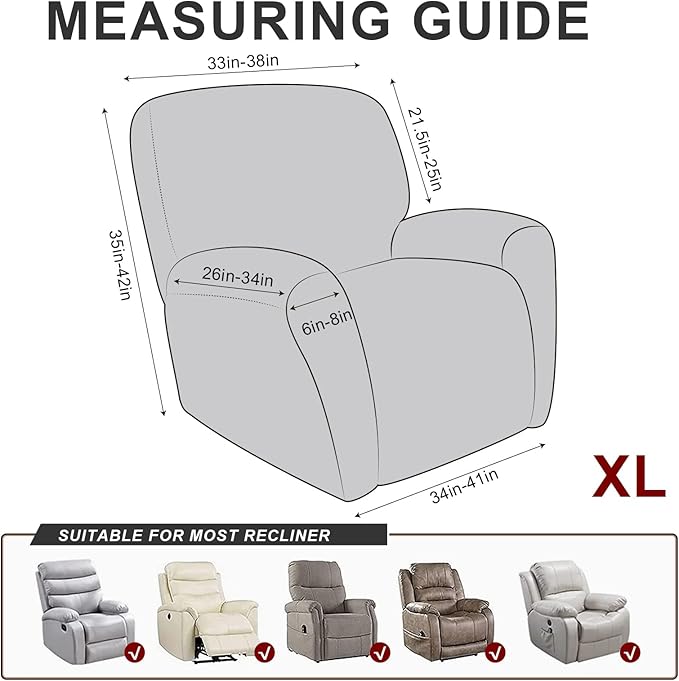 ANARACHON Leather Look Oversize Recliner Chair Covers, Thick 4 Pieces Recliner