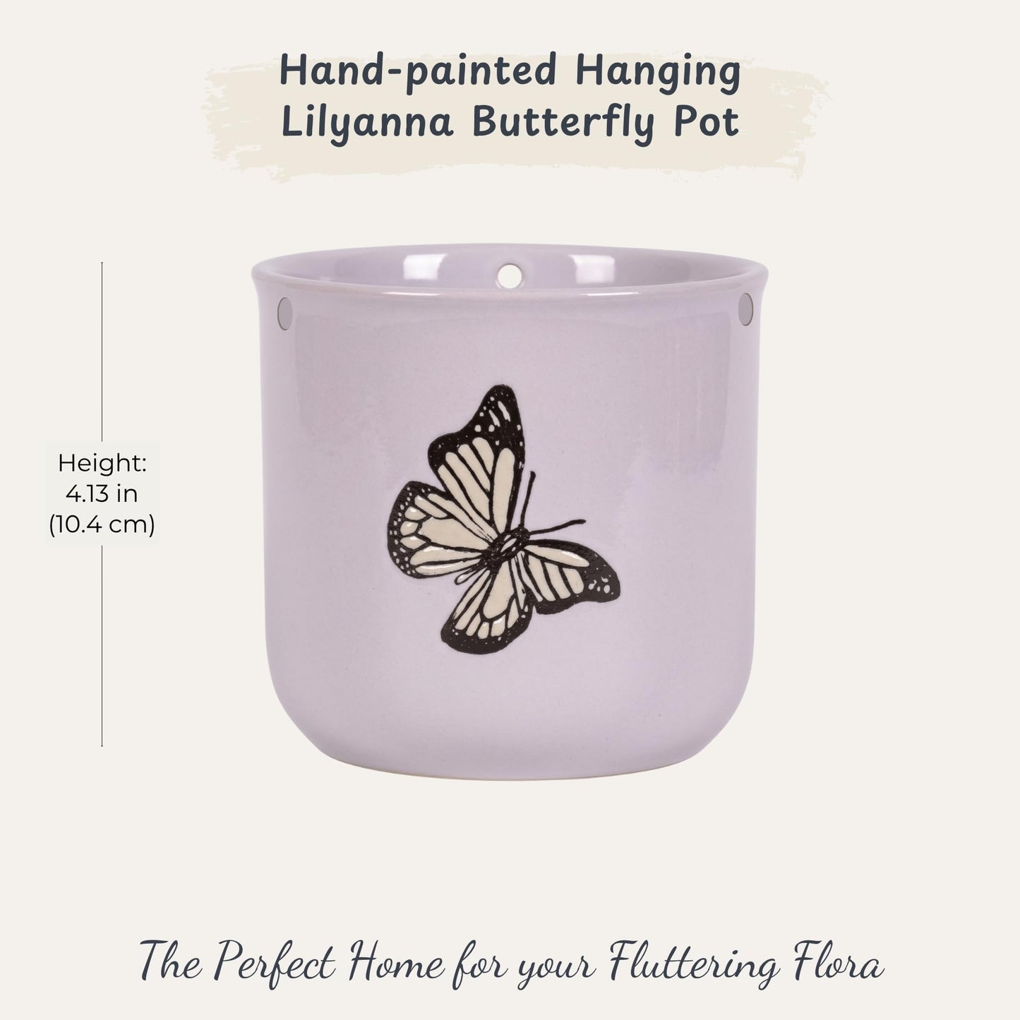 Blue Sky Clayworks Hanging Lilyanna Butterfly 5'' Flower Pot, Lilac Flutter for Garden Nooks