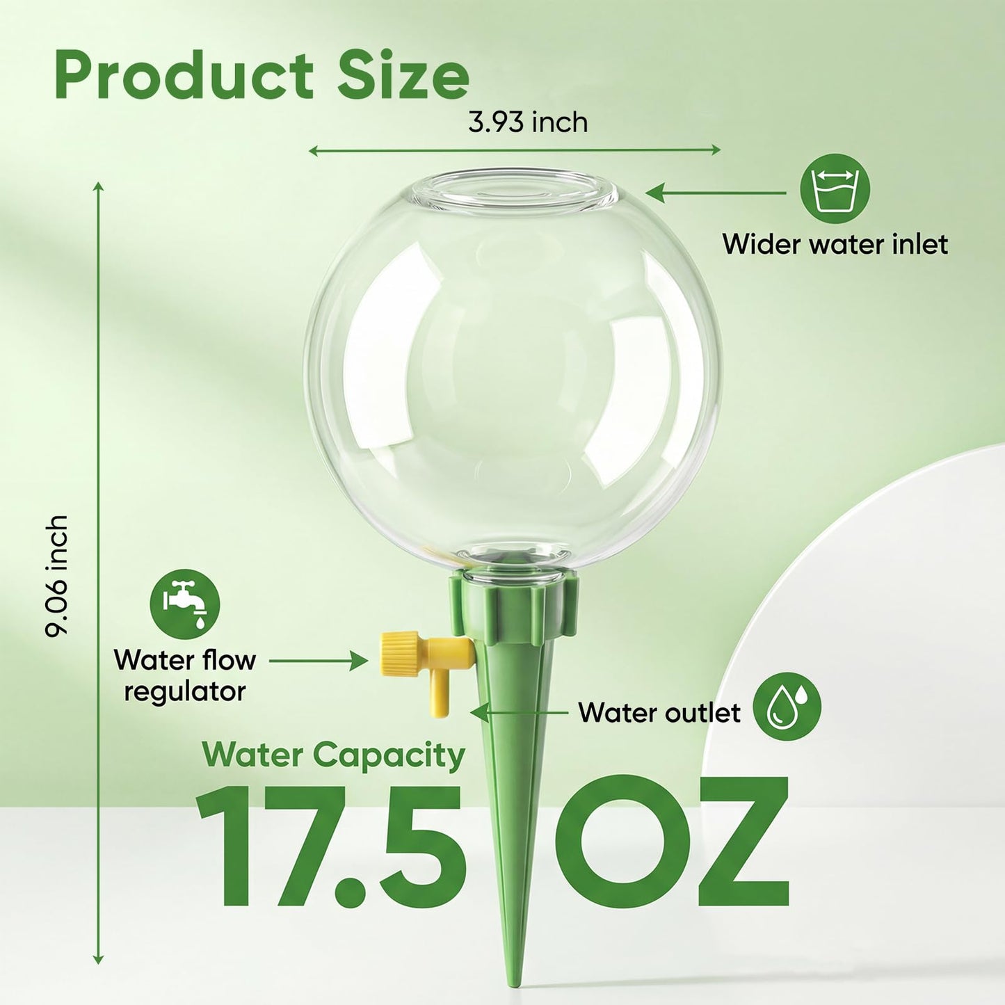 4-Pack 17.5oz Self Watering Globes with Covers – Automatic Plant Watering Bulbs, Slow-Release Irrigation Spikes for Indoor/Outdoor Potted Plants, Vacation Watering System, Top-Fill, Fits Most Pots