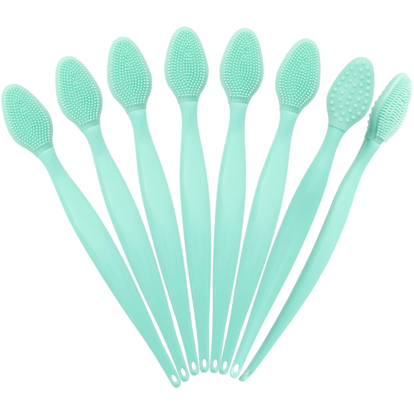 Silicone Facial Cleansing Brush 3 Pack, Beomeen 4 in 1 Handheld Face Scrubber for Deep Gentle Exfoliating, Double-Ended Face Wash Scrub Brush for Face Skincare and Massage (Green)