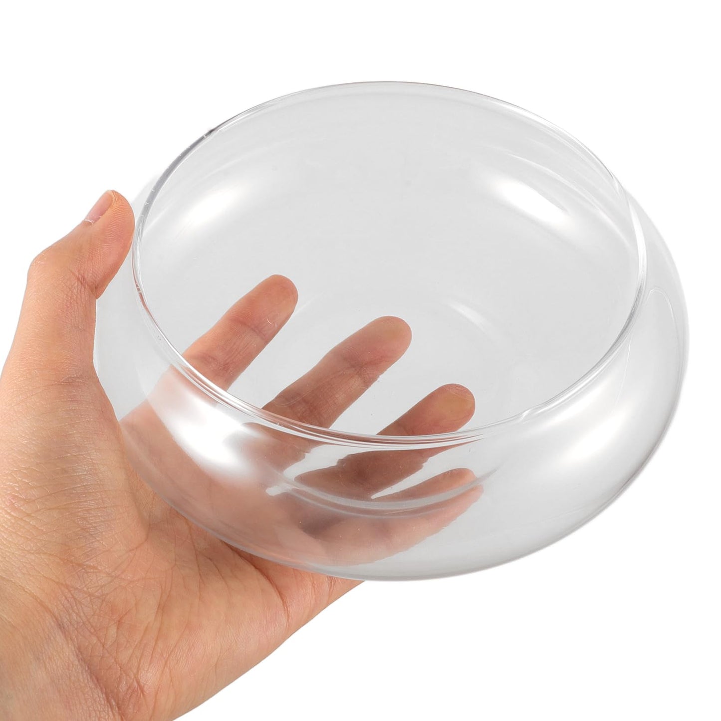GANAZONO Clear Fish Bowl Vase Bubble Bowl Round Shallow Planter Glass Hydroponic Planter Floral Container for Table Centerpiece Wedding Event 15cm