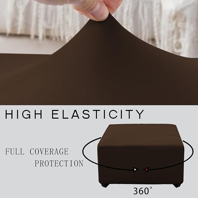 Super Stretch 40x40x15 inch Square Ottoman Cover- Soft Form Fit Ottoman Cover