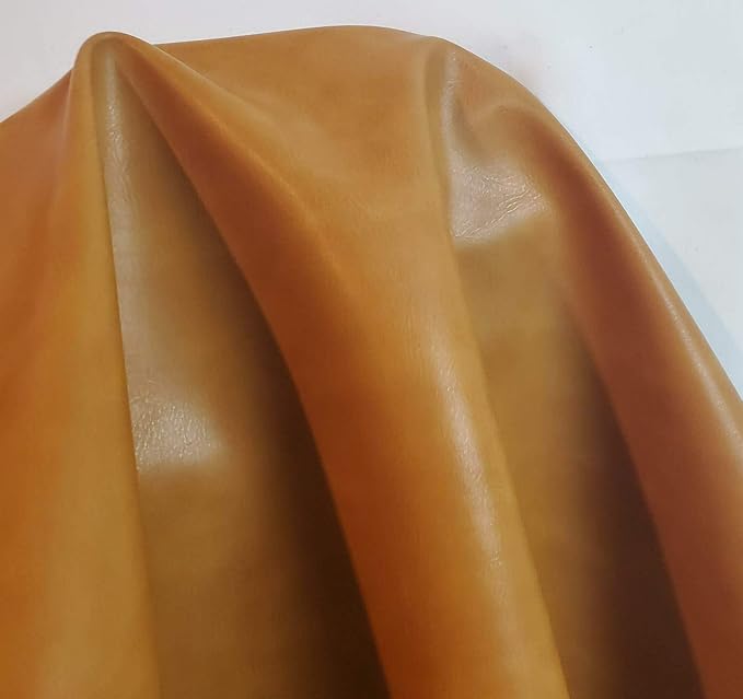 Caramel Light Tan Soft Faux Vegan PU Leather Fabric Sheet by The Yard Synthetic