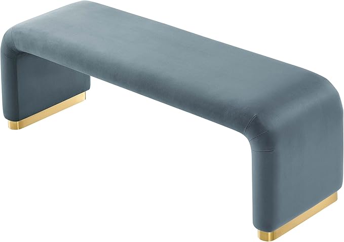 Modway EEI-6734-BRA-CAB Koda Performance Velvet Waterfall Long Bench, Brass