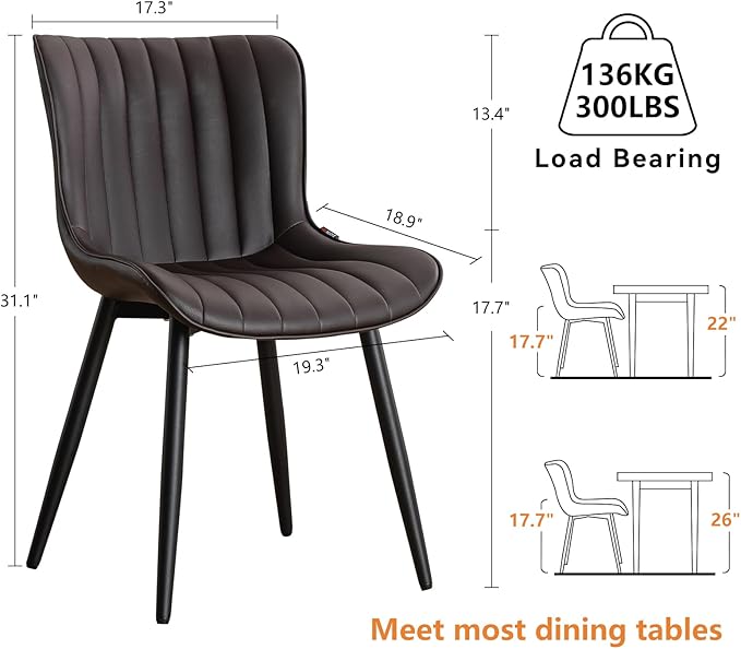 YOUNUOKE Dining Chairs Set of 2 Upholstered Mid Century Modern Kitchen Chair