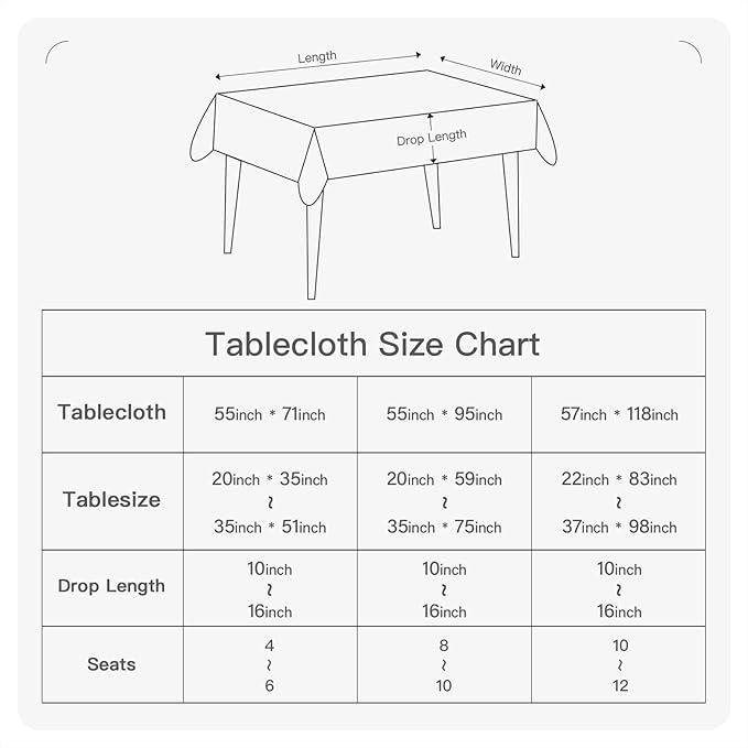 BALCONY & FALCON Rectangular Table Cloth Water Resistant Double-Sided Usable
