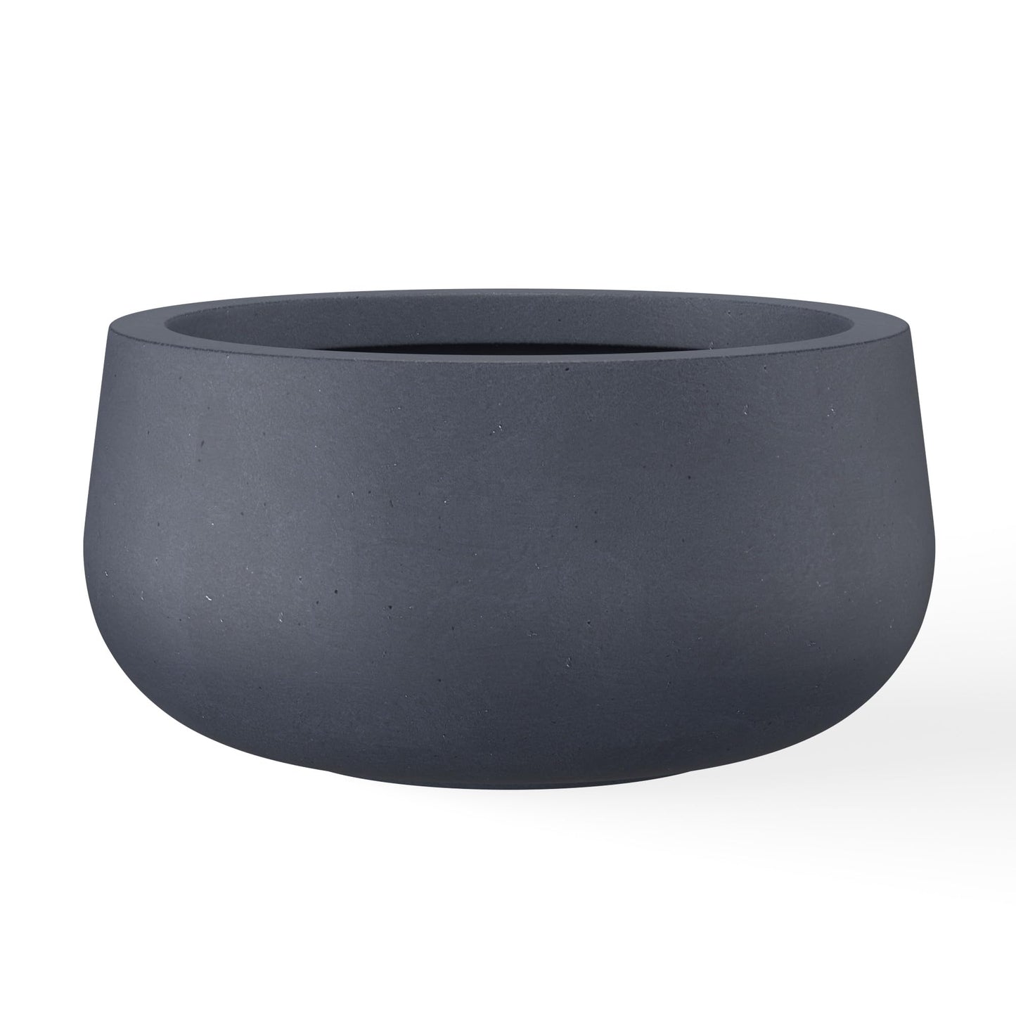 Kante 11.8" Dia Round Concrete Planter, Cement Plant Pots with Drainage Hole and Rubber Plug for Outdoor Indoor Garden Home, Modern Curvaceous Design, Dark Gray