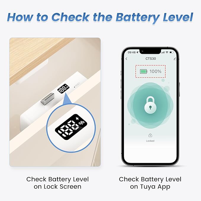 Lokko Smart Hidden Cabinet Lock, Tuya Bluetooth RFID Keyless Drawer Lock