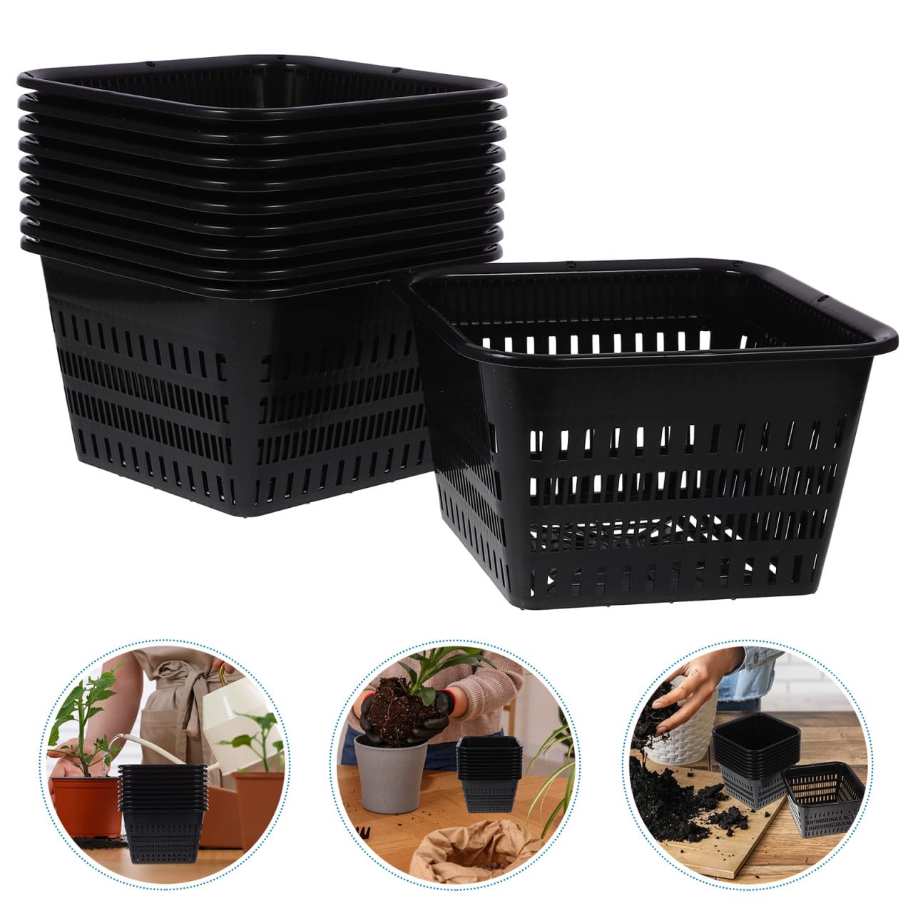 Hemoton Pond Plant Baskets, Heavy Duty Plastic Mesh Net Pots for Aquatic Plant Pot and Hydroponic Baskets in Aquarium Container, 10 Pack