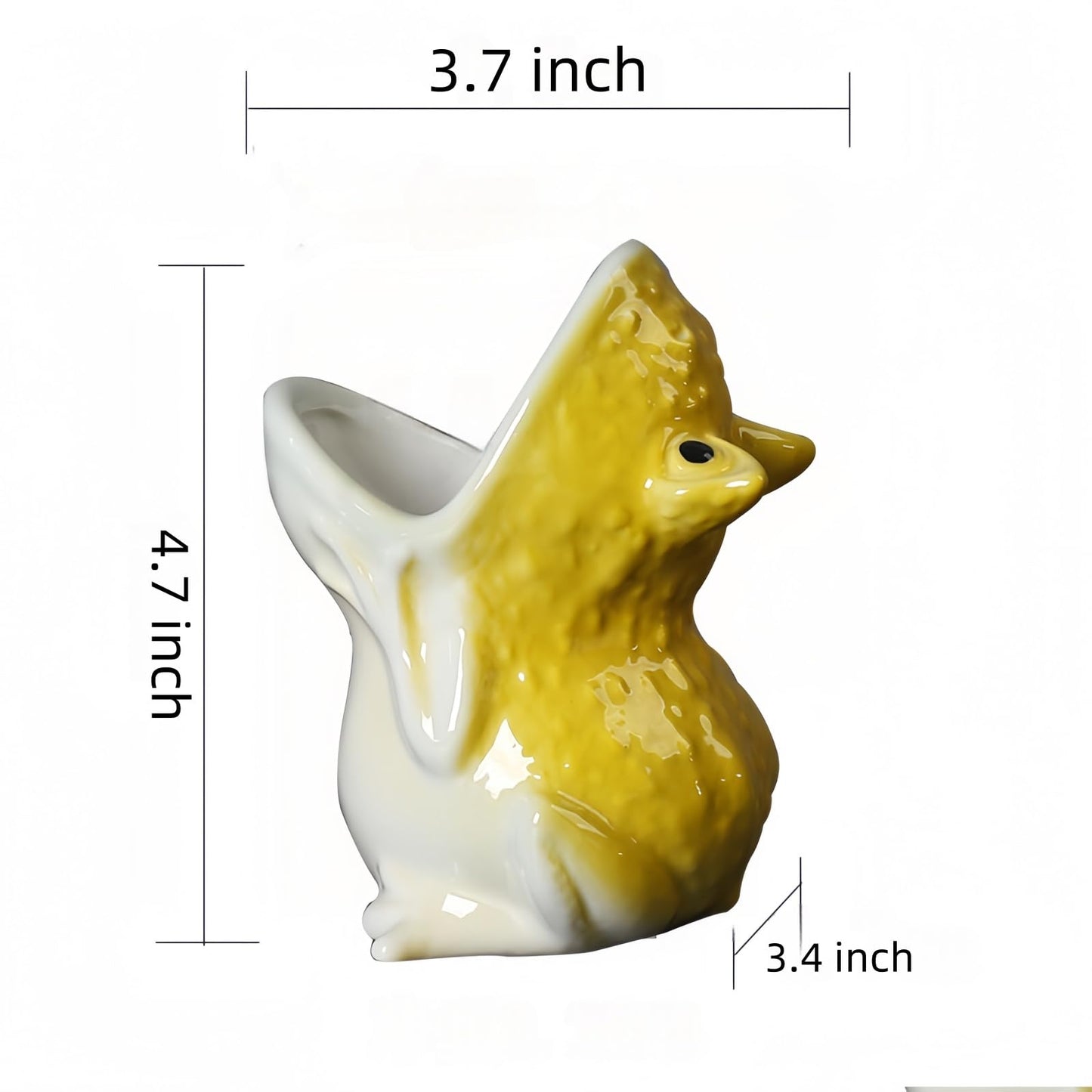 SUSOYAOCHEN Cute Animal Ceramic Succulent Plant Pots, Aloe Cactus Indoor Outdoor Small Bonsai Planter Flowerpot Use for Home Garden Decoration,Plants Not Included (Yellow)