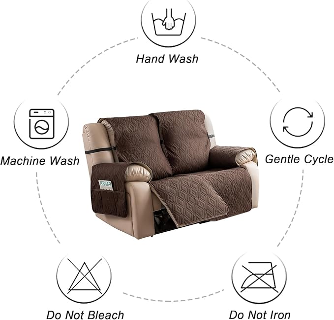 Genina Waterproof Loveseat Recliner Cover Non-Slip, Sofa Cover