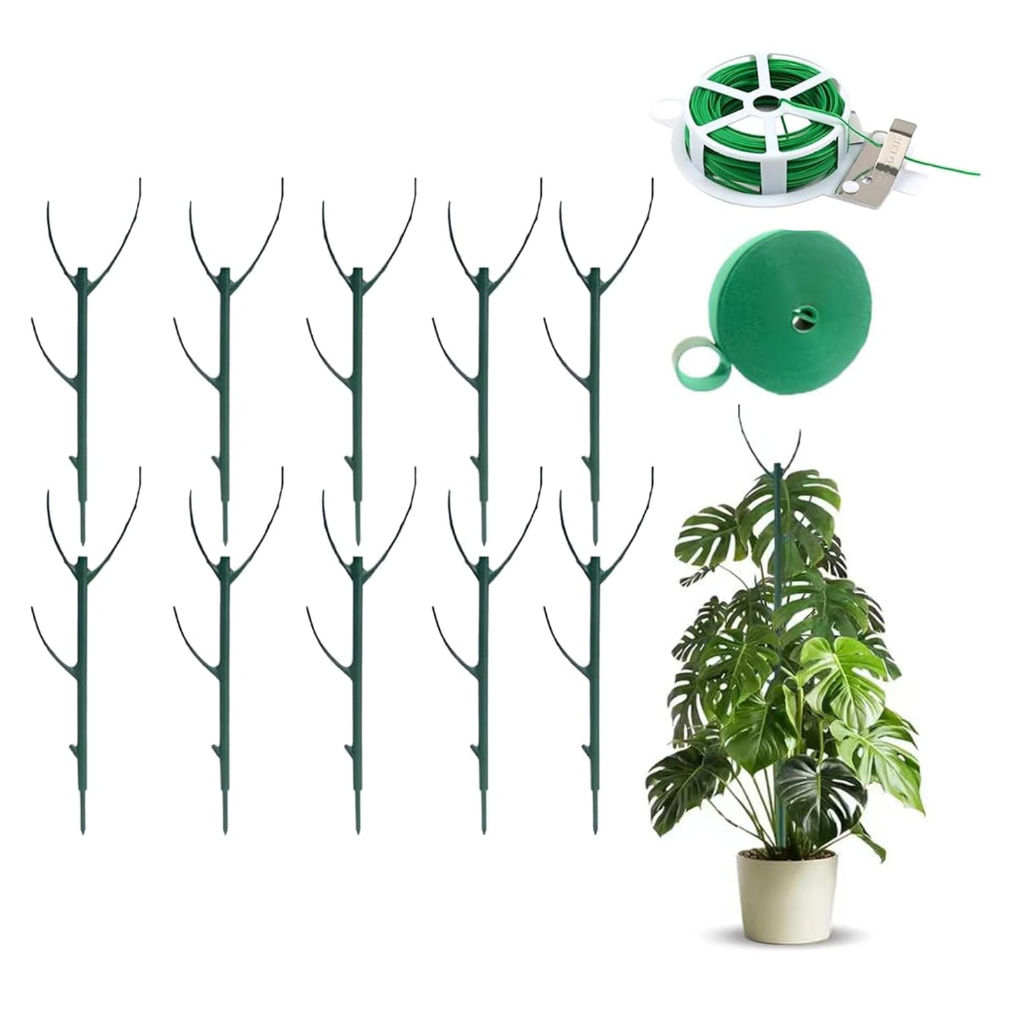 10pcs Adjustable Plant Support Pole, Stackable for Indoorand Outdoor Use, Garden Accessories for Supporting.Monstera and Climbing Potted Plants