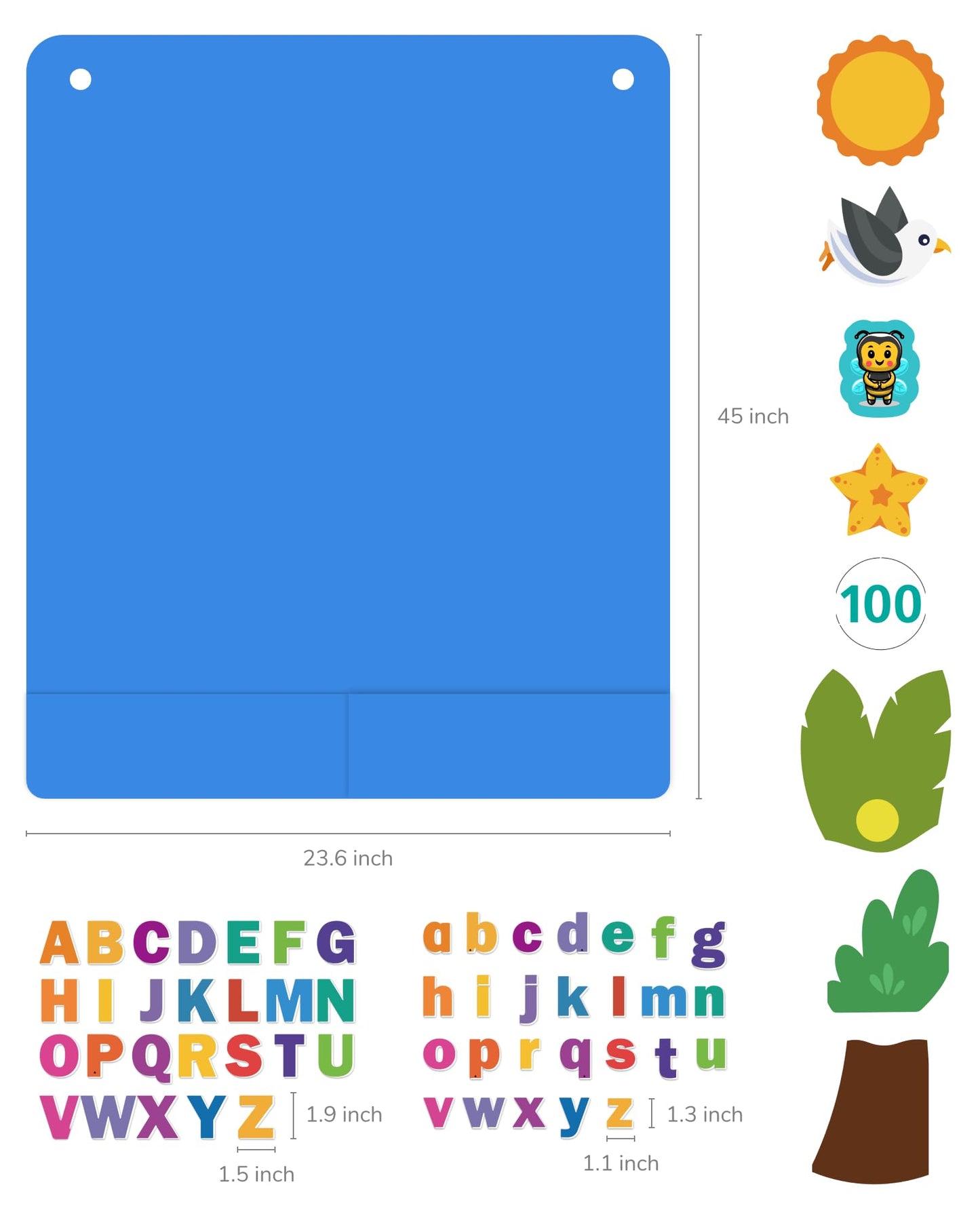 CHEFAN Felt Letter and Number Tree, Coconut Tree Alphabet Game, Felt Story Board Set for Early Education Storytelling, Flannel Board for Wall Teaching Home Classroom Play