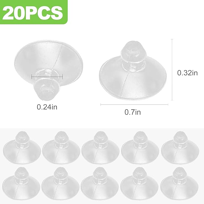 20 Pack 18mm/0.7" Transparent Anti-Collision Suction Cups