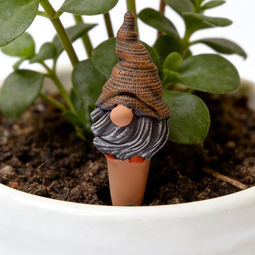 4 Pack Terracotta Watering Spikes, Vacation Self-Watering Planters Devices - Continuous Moisture with Slow Release Watering System - Perfect for Indoor Outdoor Plants (Gnome)