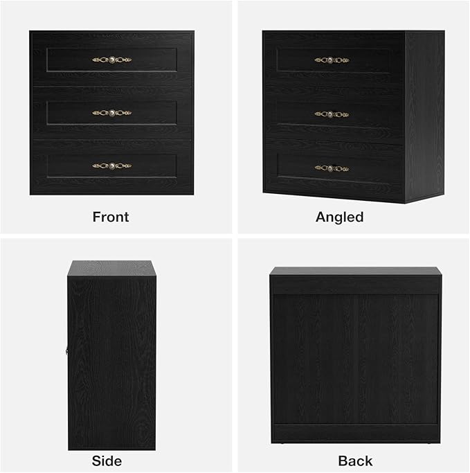 Wooden Dresser with 3 Large Drawers, Modular Media Console Storage Chest of