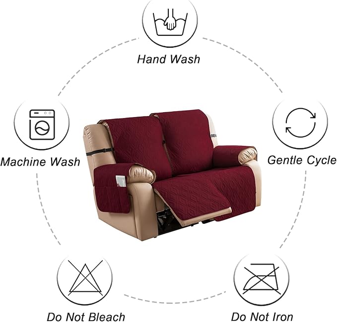 Genina Waterproof Loveseat Recliner Cover Non-Slip, Sofa Cover