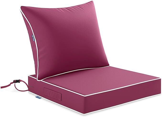 MIULEE Hot Pink Outdoor Seat Cushion 24x24 Inch Waterproof & 3 Year Fade