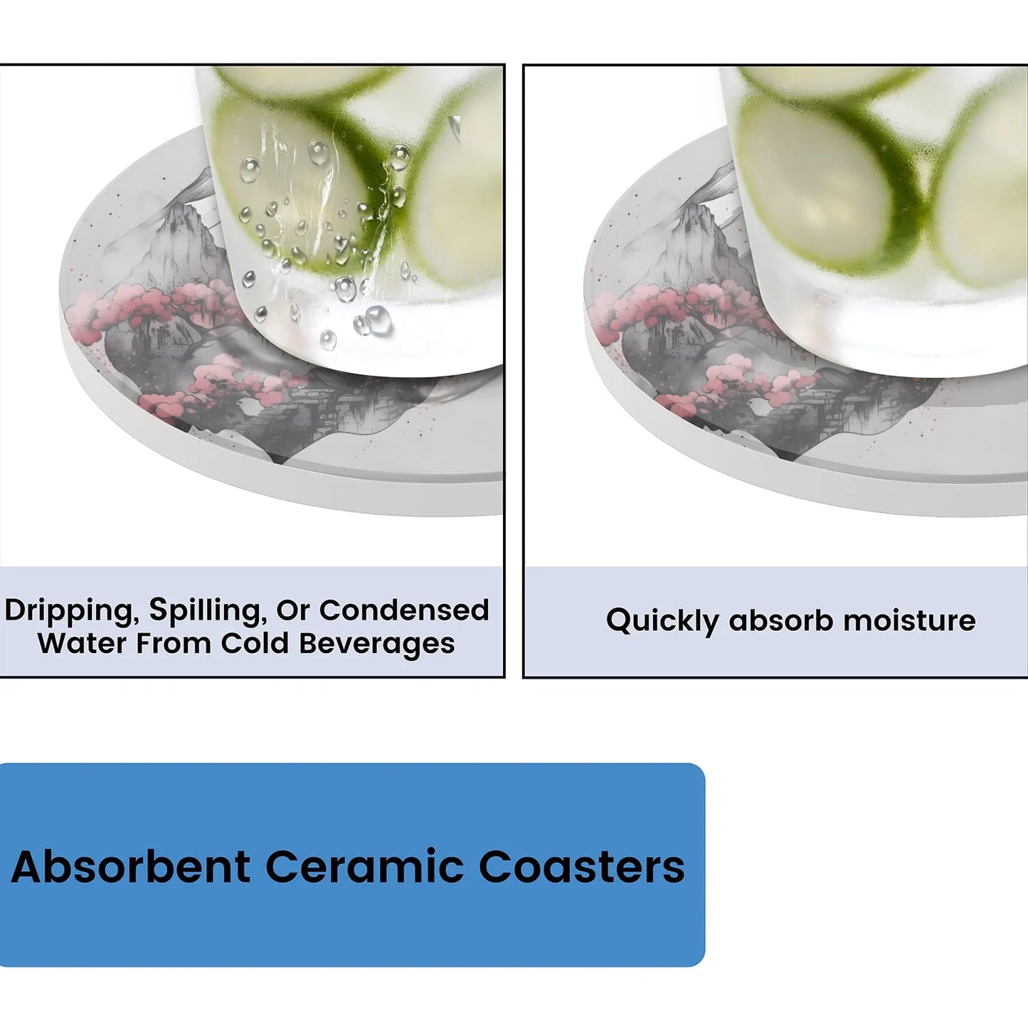 QsirBC Japanese Tower Coasters Set of 4 for Drinks Coffee Table