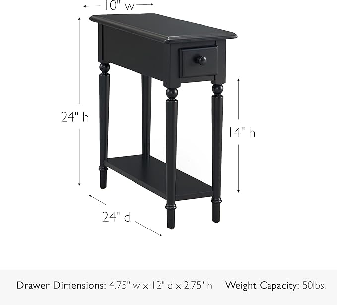 Coastal Solid Wood Narrow End Table