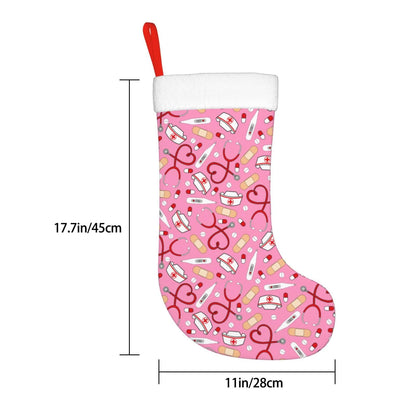 Wizfuyq Medical Thermometer Nurse Hat Christmas Stockings Doctor Stethoscope Xmas Stockings with Plush Faux Fur Cuff Decoration for Party Holiday Decorations