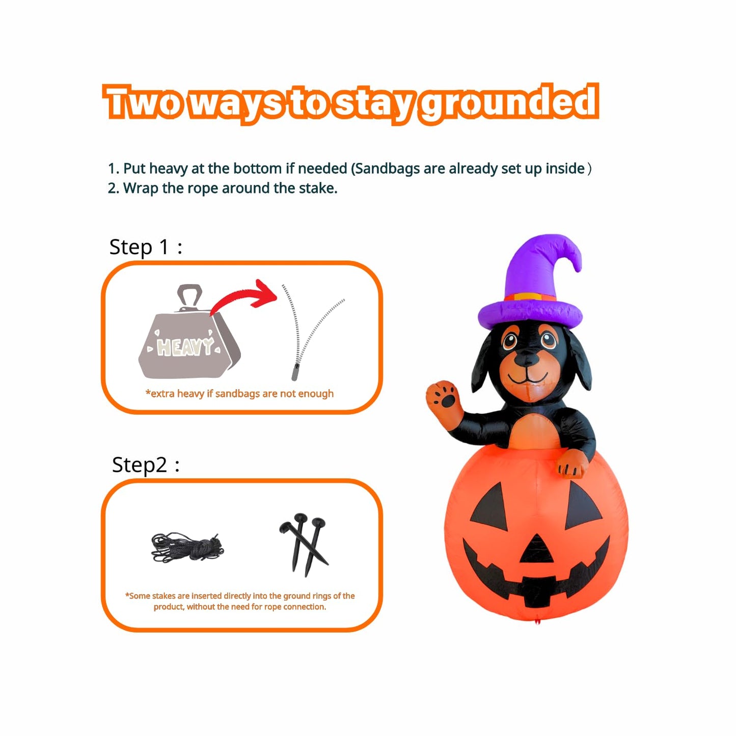 PTS 5FT Inflatable Dachshund Dog with Pumpkin Outdoor Decoration, Halloween Blow Up Yard Decorations, Built-in LED Lights Inflatables Spooky Holiday Funny Decor for Indoor Lawn Garden