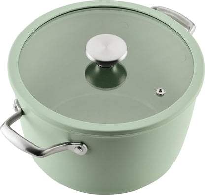 Circulon Halo with LaserDefense Ceramic Nonstick Cookware Set, 11-Piece Pots and Pans Set, Sage