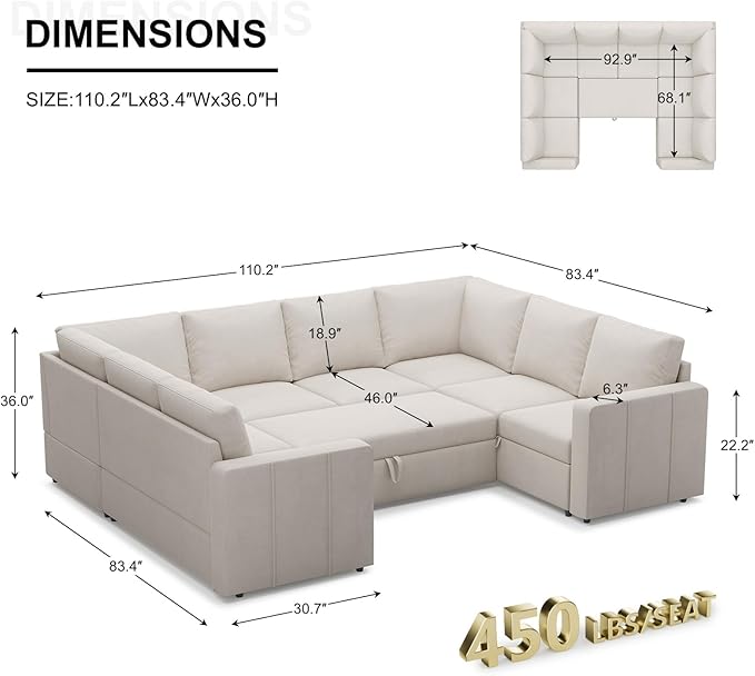 Belffin Modular Sectional Sleeper Sofa Bed