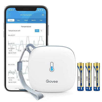 Govee Smart Thermometer Hygrometer, WiFi Humidity Temperature Sensor with App Notification Alert, 2 Years Free Data Storage Export, Wireless Remote Monitor for Room Greenhouse Incubator Wine Cellar