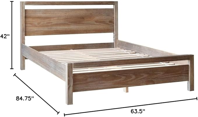 Grain Wood Furniture Loft Queen Size Solid Wood Bed, Brushed White