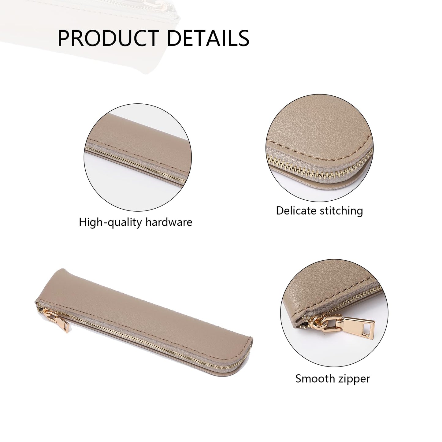 YONBEN Faux Leather Pencil Case Small Pencil Pouch Slim Pen Case Holder Zipper Bag for School Office(Black,Faux Leather)