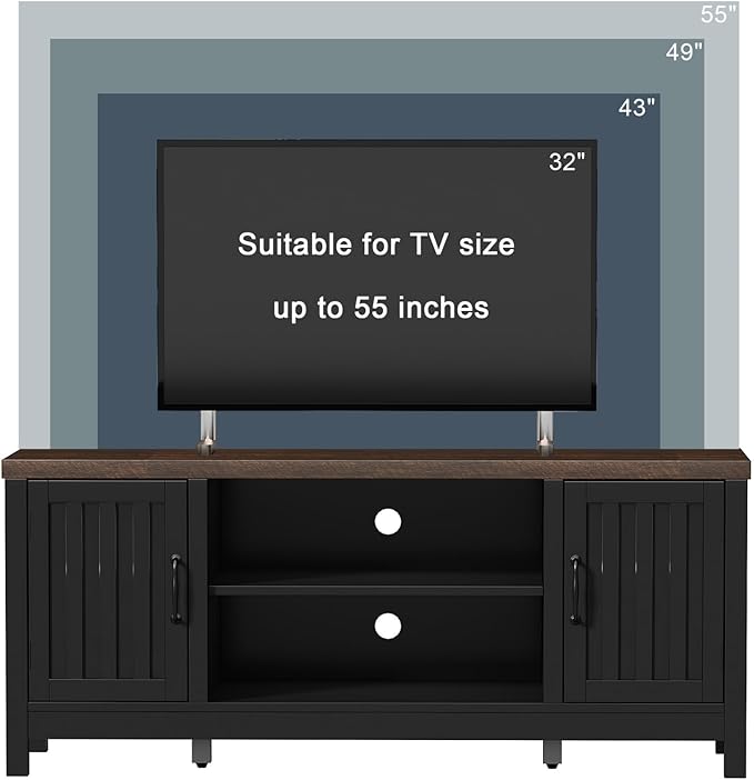 ChooChoo Farmhouse TV Stand for Televisions up to 55 inches, Entertainment