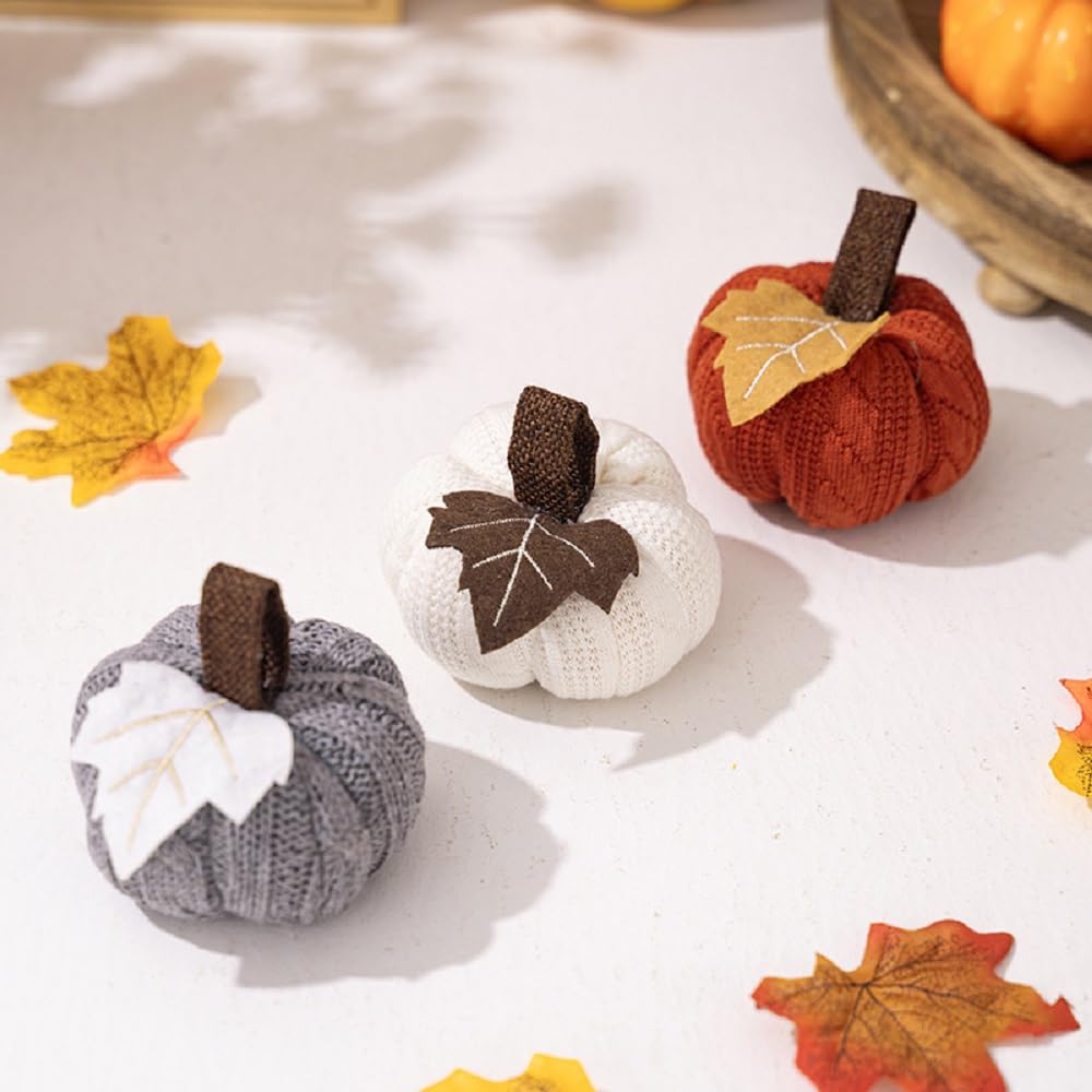 Set of 6 Small Crochet Pumpkins – Rustic Fall Decor for Cozy Autumn, Thanksgiving, and Halloween – Perfect for Farmhouse, Table, and Kitchen Decoration